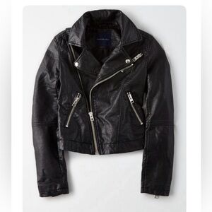 American Eagle Black Faux Leather Jacket